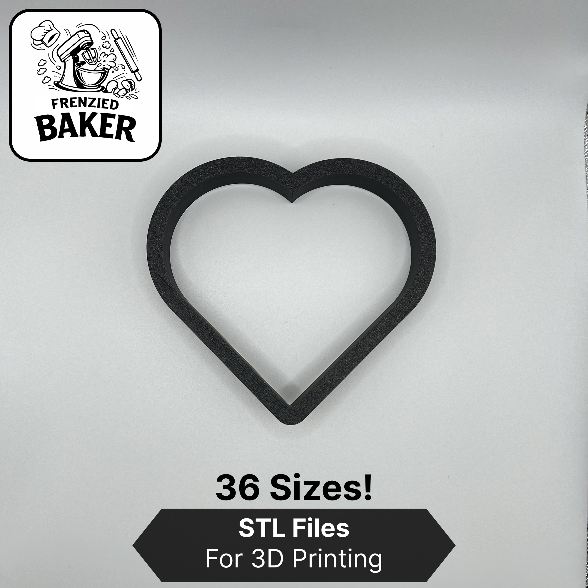 Heart Cookie Cutter Set – 36 STL Files – Valentines Cutters for Baking, Fondant & Clay – Digital Download – 0.5" to 9.25" for 3D Printing